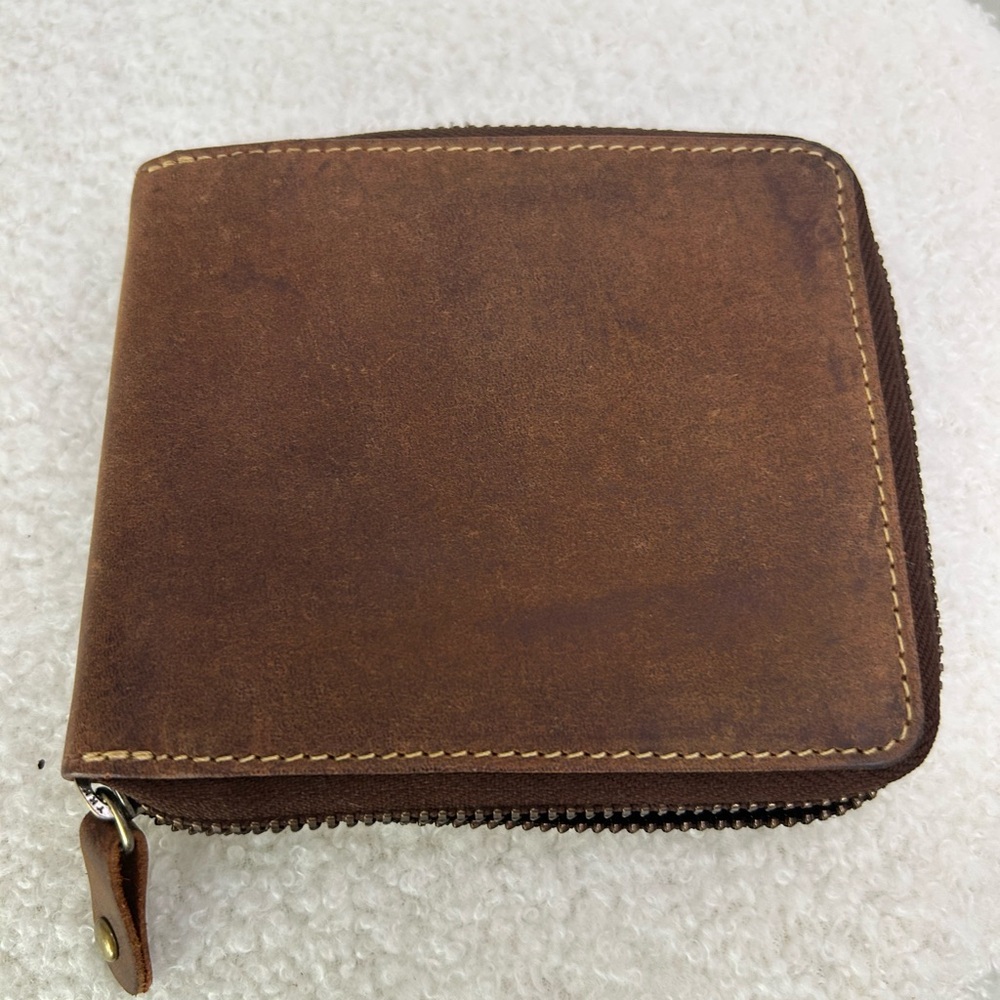 Visconti Men's Zippered Brown Leather Wallet EUC